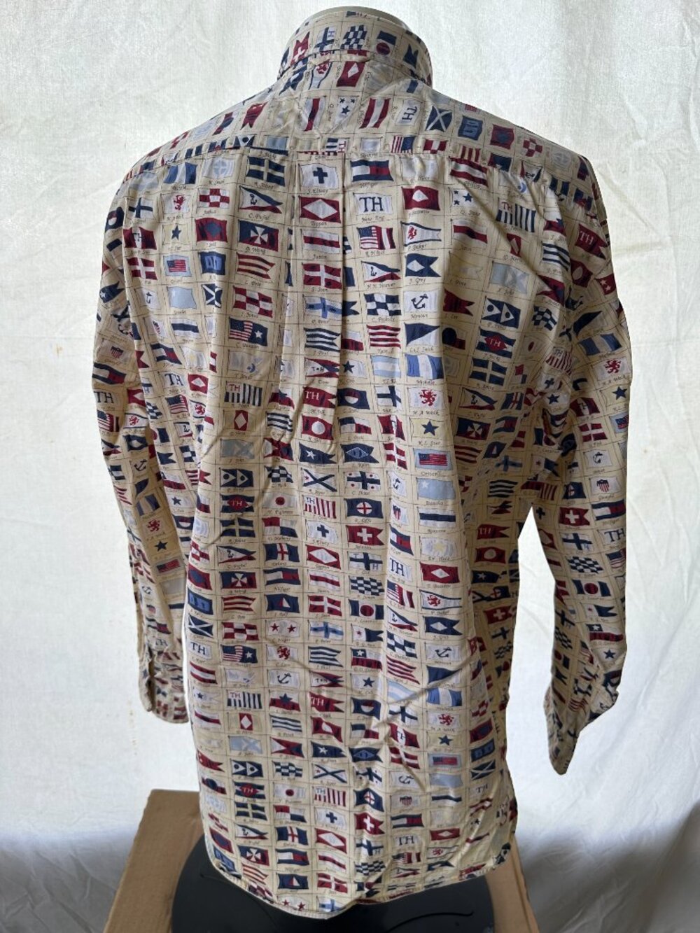 Vintage Tommy Hilfiger Nautical Flags Design Men's LS Button Front Shirt Medium - Picture 3 of 6